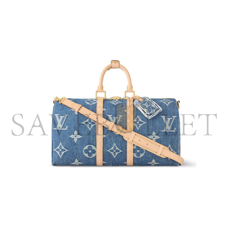 LOUIS VUITTON DENIM KEEPALL BANDOULIERE 45 MONOGRAM BLUE M24315 (45*27*20cm)
